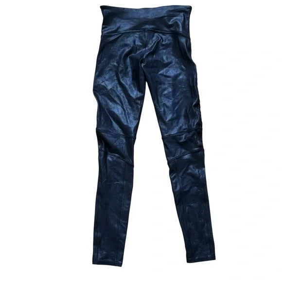 Spanx Faux Leather Moto Leggings Womens Size Large Black Biker Grunge Goth Emo - Picture 3 of 8